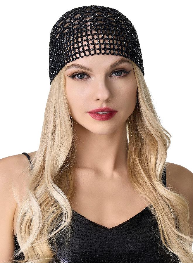 BABEYOND 1920s Beaded Cap Headpiece Belly Dance Cap Exotic Cleopatra Headpiece for Gatsby Themed Party (Black) - Image 5