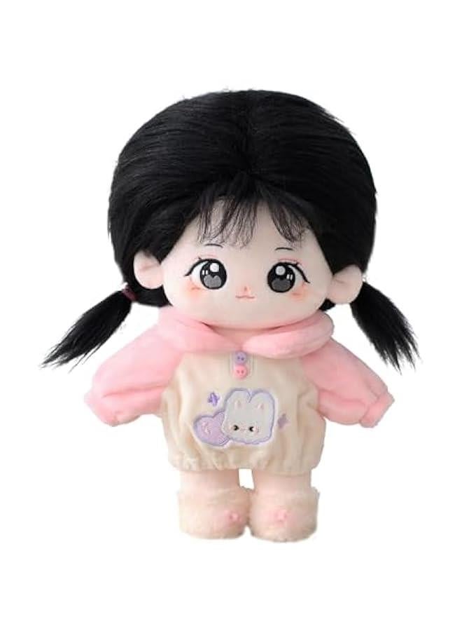 20cm Cute Cotton Doll with Skeleton, Anime Plushies Soft Stuffed Dress Up Toy, Kawaii Plush Gift Come with Clothes (DollClothes-Doufu-B)  - Image 1