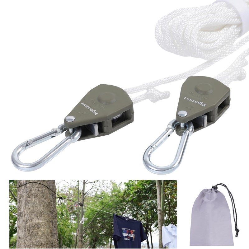 Vigorport Retractable Travel Clothesline, Portable Clothes Line Heavy Duty Rope Pully System with Carabiner for Outdoor Camping, Cruise Ships, Indoor Backyard, Balcony (White, 19Ft) - Image 1