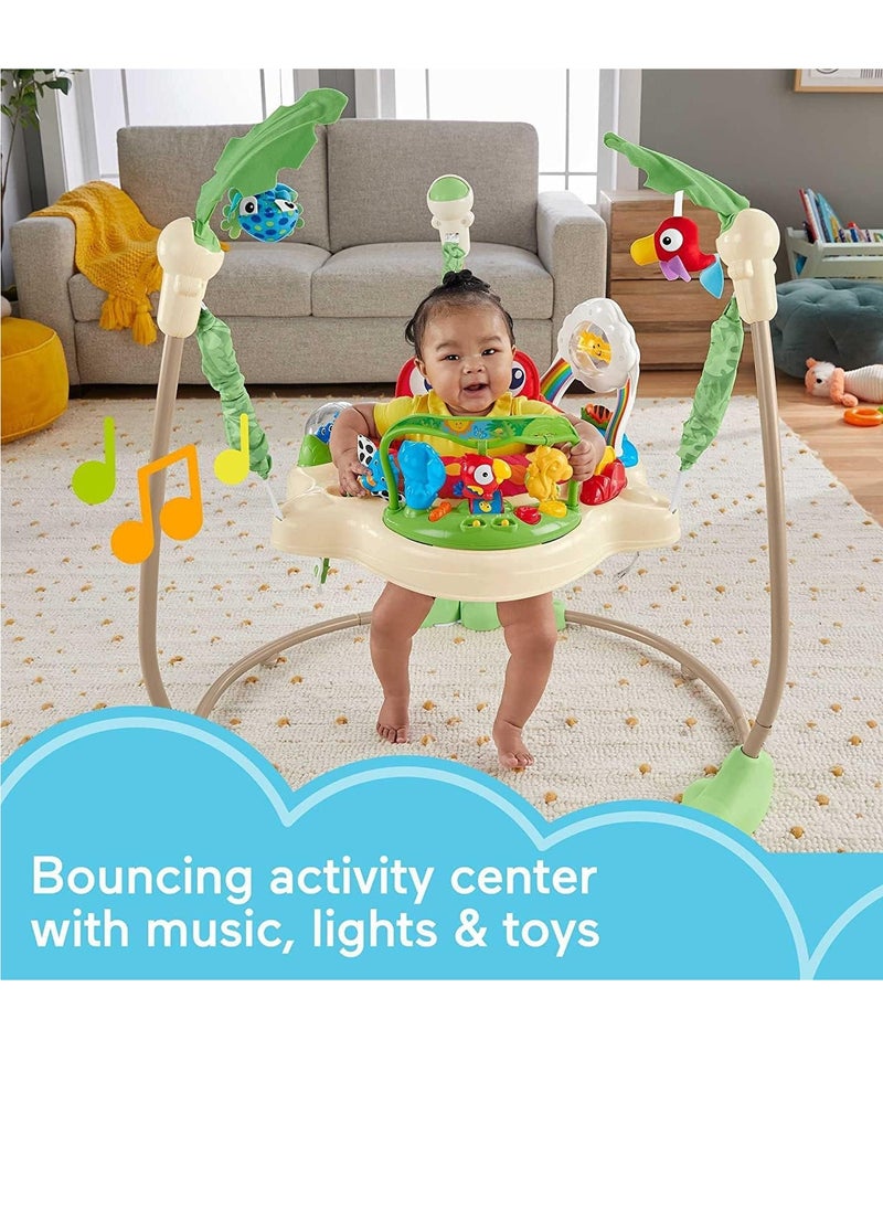 tiibaby - مركز أنشطة Baby Jumper Rainforest Jumperoo مع أضواء موسيقية وصوت وألعاب تنموية، مركز لعب تفاعلي قابل للطي - Image 1