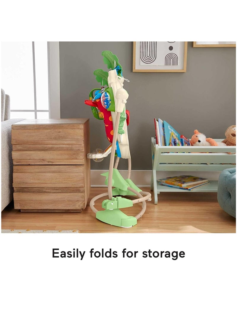 tiibaby - مركز أنشطة Baby Jumper Rainforest Jumperoo مع أضواء موسيقية وصوت وألعاب تنموية، مركز لعب تفاعلي قابل للطي - Image 1