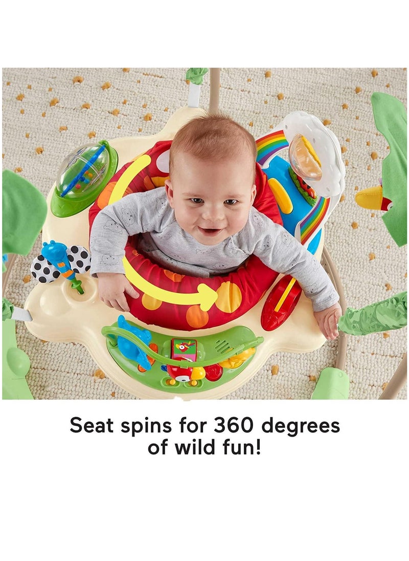 tiibaby - مركز أنشطة Baby Jumper Rainforest Jumperoo مع أضواء موسيقية وصوت وألعاب تنموية، مركز لعب تفاعلي قابل للطي - Image 1