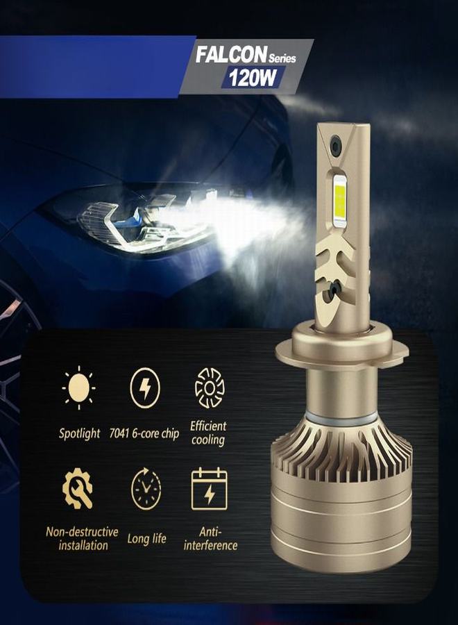 DXB-C Midnight H7 LED Car Headlight Bulbs, 160W 12000LM 300% Extremely Bright Light, 6500K Cool White LED Bulb for Low Beam and High Beam Headlights, Plug and Play, IP68 - Pack of 2 - Image 4