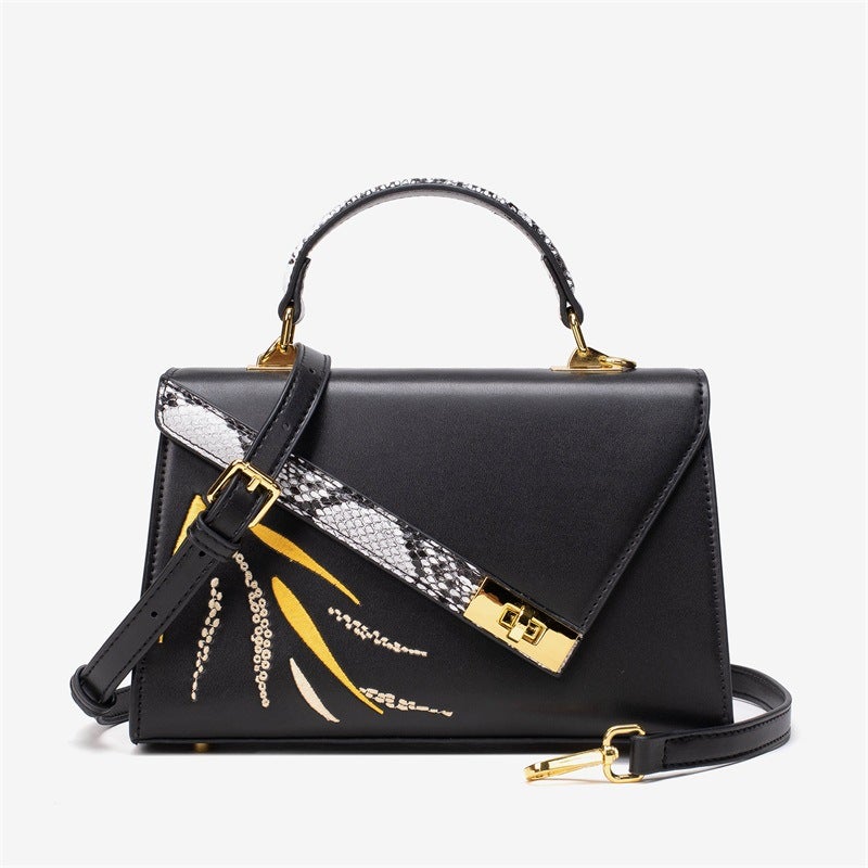 National Trendy Embroidered Kelly Bag Women'S Niche Design High-Grade Handbag Printed Shoulder Crossbody Bag - Image 1