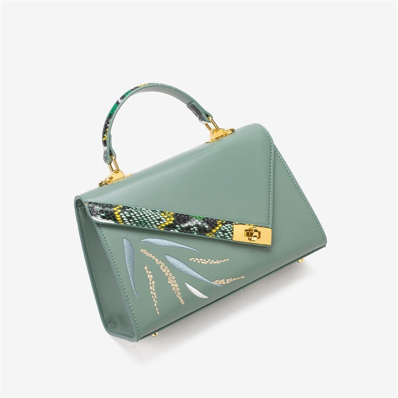 National Trendy Embroidered Kelly Bag Women'S Niche Design High-Grade Handbag Printed Shoulder Crossbody Bag - Image 3