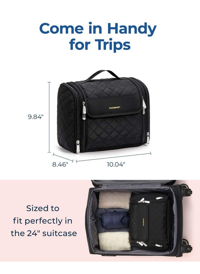 BAGSMART BAGSMART Makeup Bag for Women with Hanging Hook - Portable Cosmetic Case, Large Capacity Door Room Essentials Travel Organizer for Full Sized Cosmetics and Toiletries, Black  - Image 5