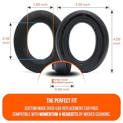 WC Freeze Momentum 4 - Cooling Gel Earpads for Sennheiser Momentum 4 Wireless & HDB 630 Headphones by Wicked Cushions - Boost Comfort, Thickness, & Sound Isolation for Epic Listening | Black - Image 5