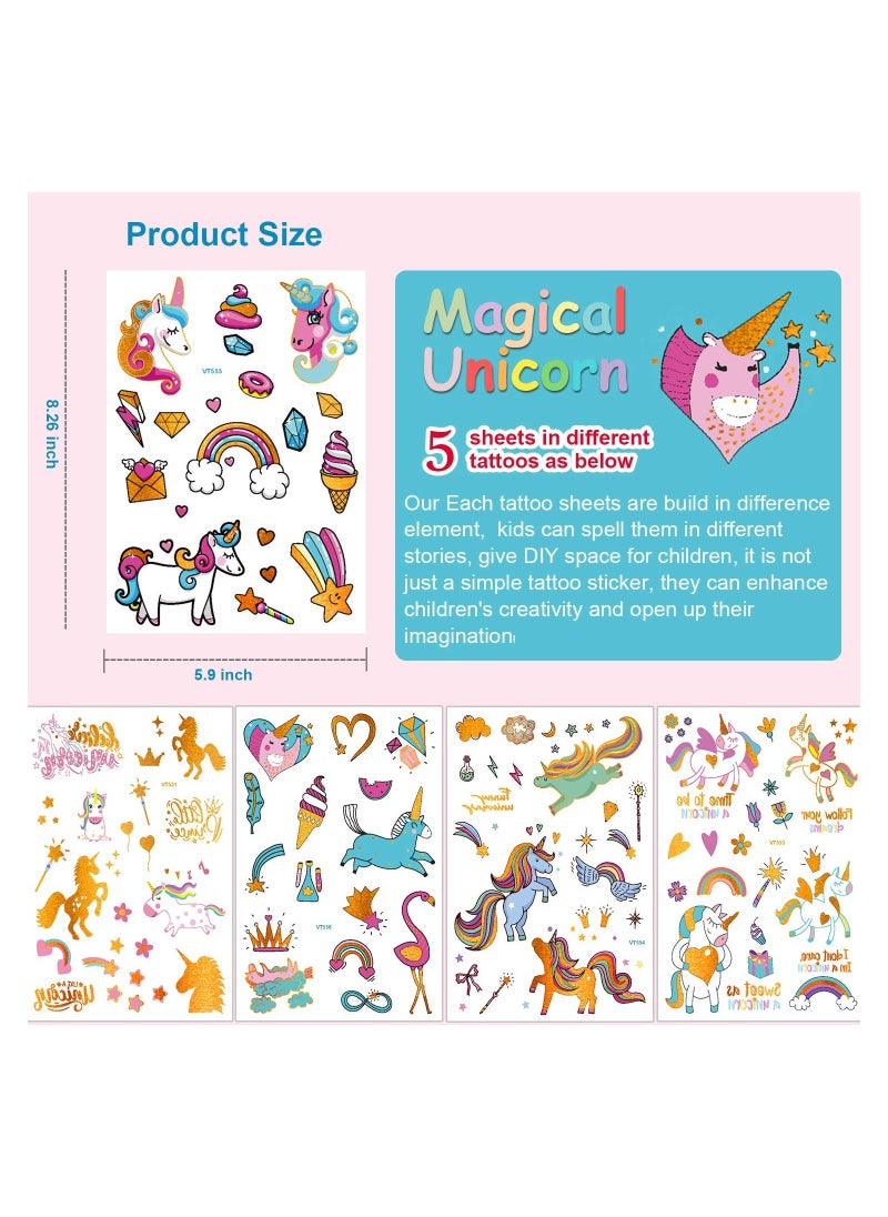 5-Piece Glitter Unicorn Temporary Tattoos  - Image 3