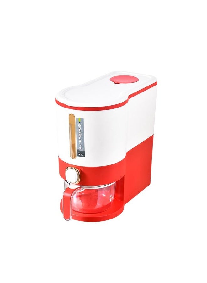 HuHa One Button Press Insect Proof Sealed Moisture Proof Fresh Rice Storage Bin, Size: 5 KG(Red) - Image 1