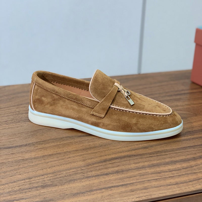 Pendant Loafers Women'S Slip-On Casual Single-Layer Shoes Suede Tassel Buckle Flat British Shoes For Men - Image 4
