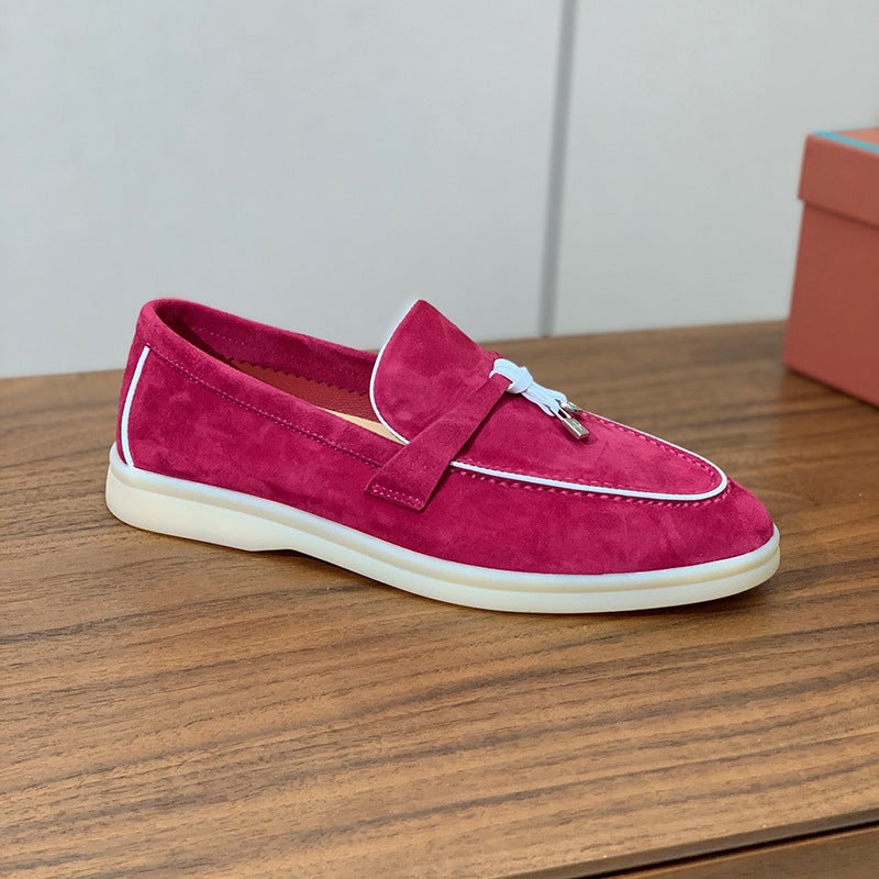 Pendant Loafers Women'S Slip-On Casual Single-Layer Shoes Suede Tassel Buckle Flat British Shoes For Men - Image 3