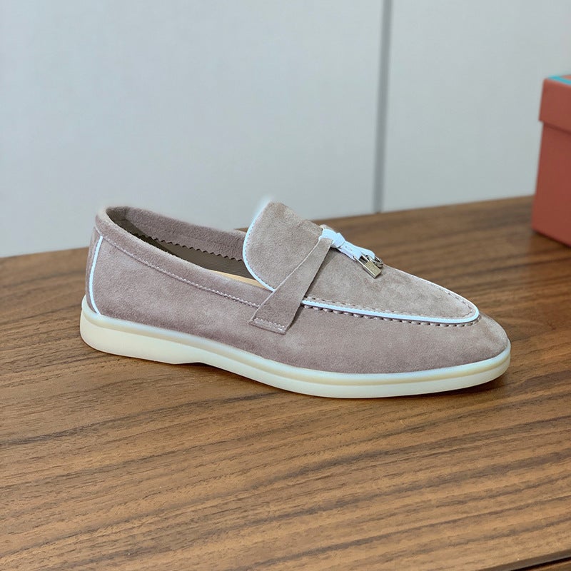 Pendant Loafers Women'S Slip-On Casual Single-Layer Shoes Suede Tassel Buckle Flat British Shoes For Men - Image 1