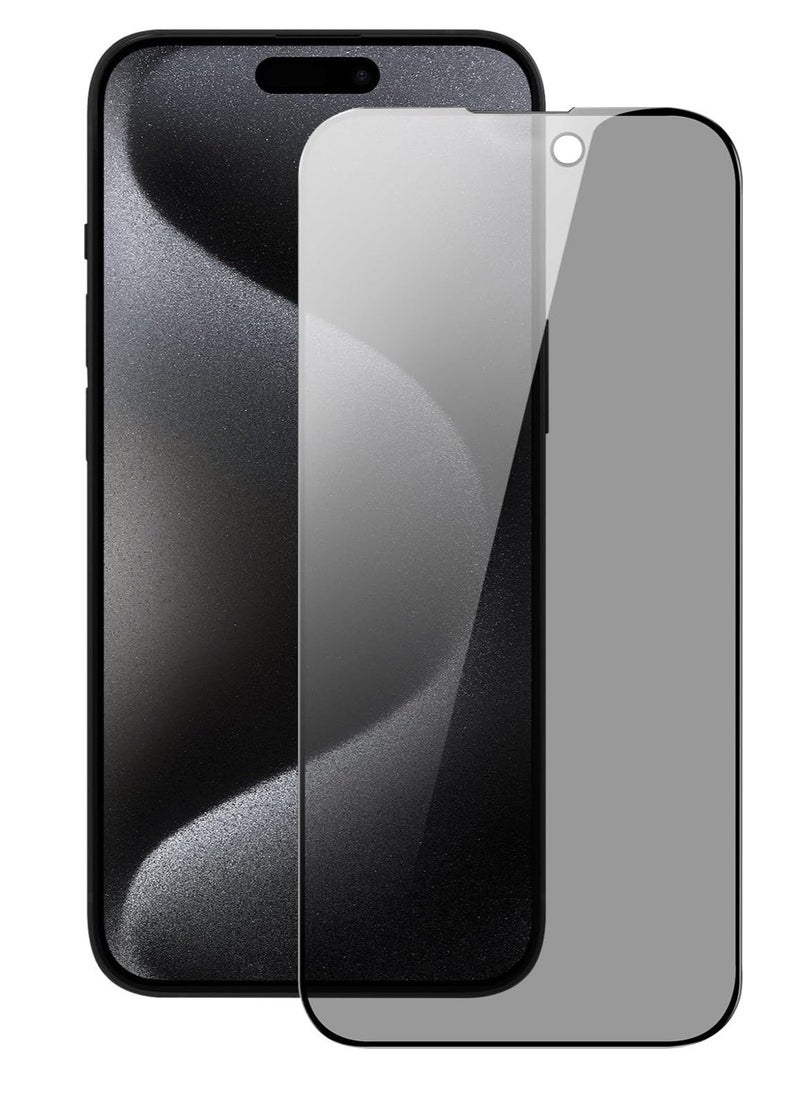 Generic iPhone 15/15 Pro Privacy Screen Protector, Anti-Spy 9H Hardness Tempered Glass Film [Case Friendly] [Bubble Free] - Black  - Image 1
