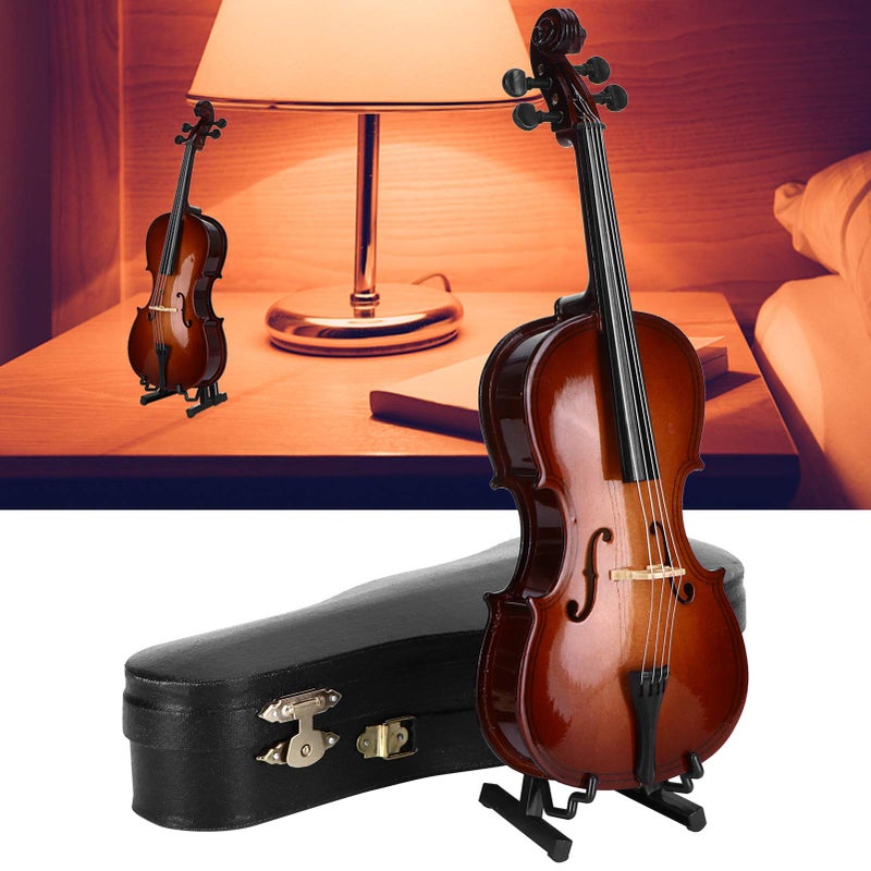 Uxsiya Mini Cello Model Ornament, Miniature Cello with Case Desk Display Bass Musical Instrument Wooden Decoration Delicate Gift Home Decor Ornaments Collectable Gift - Image 2