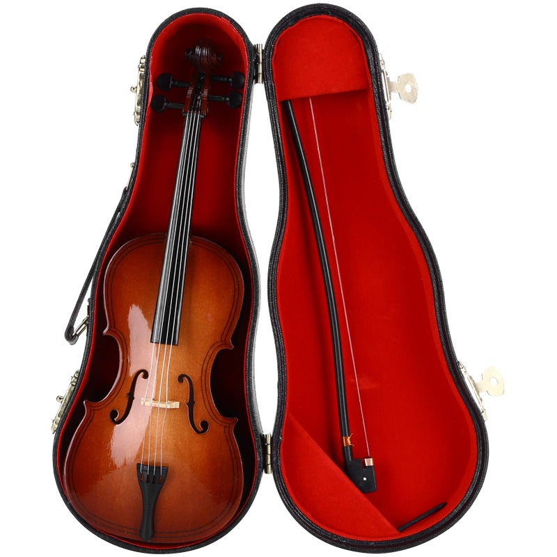 Uxsiya Mini Cello Model Ornament, Miniature Cello with Case Desk Display Bass Musical Instrument Wooden Decoration Delicate Gift Home Decor Ornaments Collectable Gift - Image 4