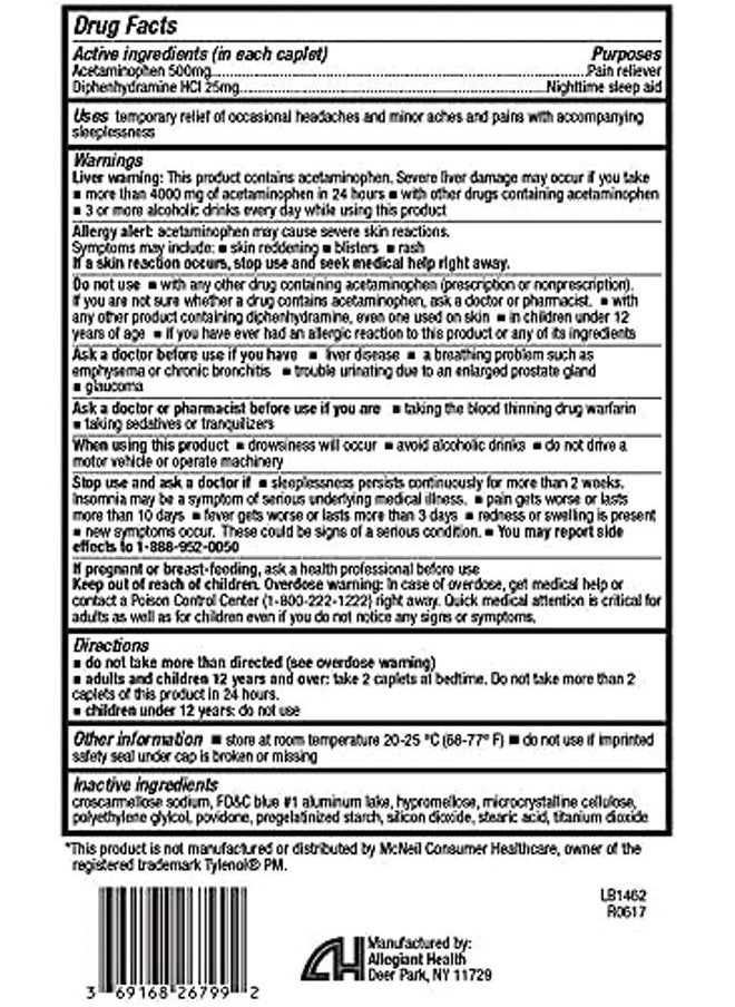 HealthA2Z ® Extra Strength Pain Relief PM| Acetaminophen 500mg | Diphenhydramine 25mg | Pain Reliever & Nighttime Sleep Aid | Non-Habit Forming (365 Count (Pack of 1))  - Image 4
