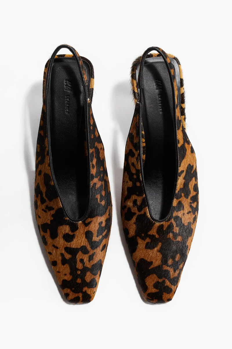 H&M Heeled leather slingbacks