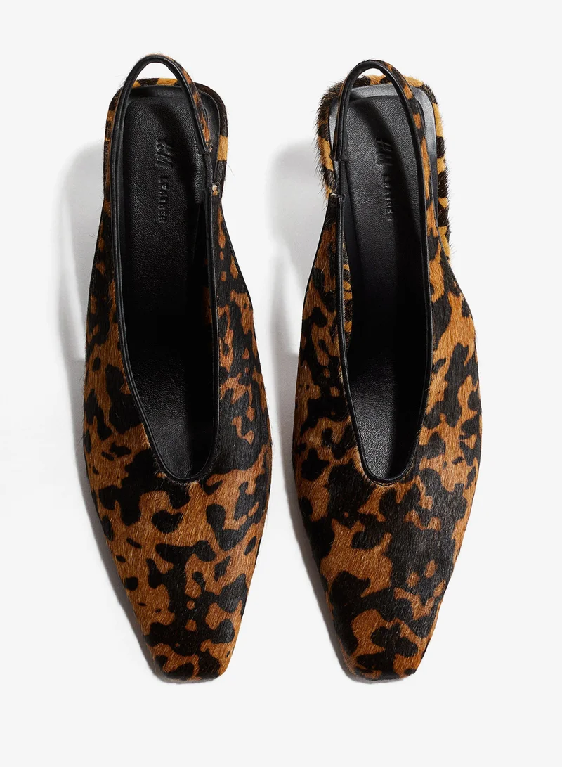 H&M Heeled leather slingbacks