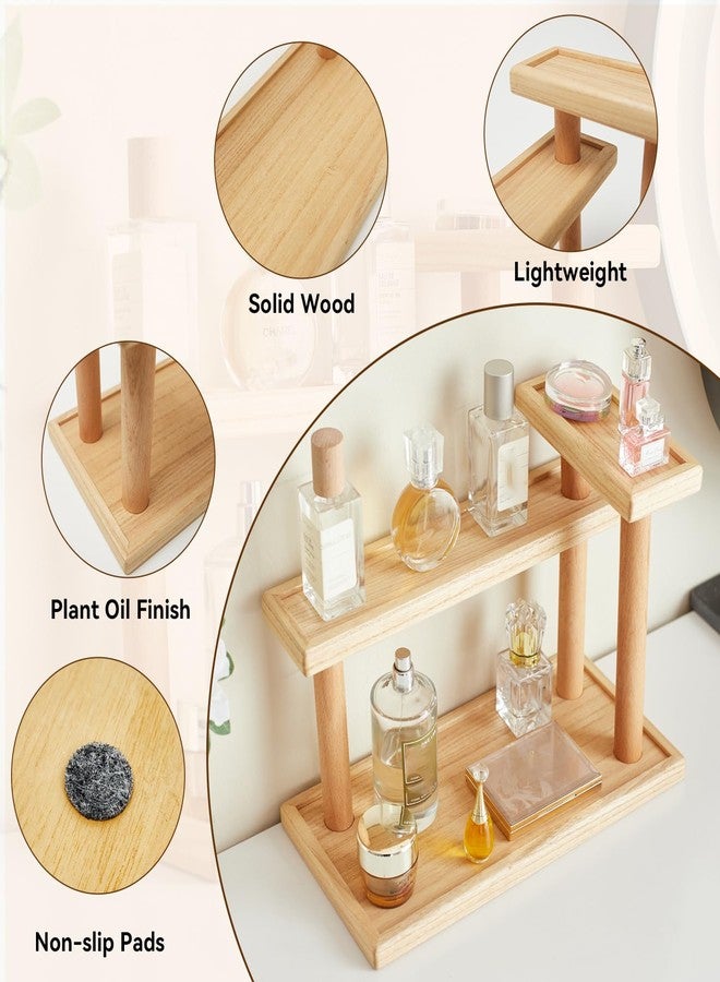 KIRIGEN 3-Tier Decor Display Riser, Paulownia Wood Step Shelf with Beech Supports, Wooden Countertop Stand Organizer for Entryway, Bedroom, Vanity for Perfumes, Cosmetics, Jewellery, Keys ZWJ-NA - Image 4
