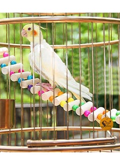 Sage Square Bird Cage Hanging Ladder 48Cm - Step Up Your Bird'S Fun & Training With This Natural Wooden Rainbow Ladder & Decorative Accessory, Vibrant Wooden Rainbow Ladder And Training Aid  - Image 1