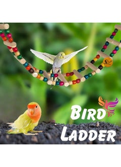 Sage Square Bird Cage Hanging Ladder 48Cm - Step Up Your Bird'S Fun & Training With This Natural Wooden Rainbow Ladder & Decorative Accessory, Vibrant Wooden Rainbow Ladder And Training Aid  - Image 2
