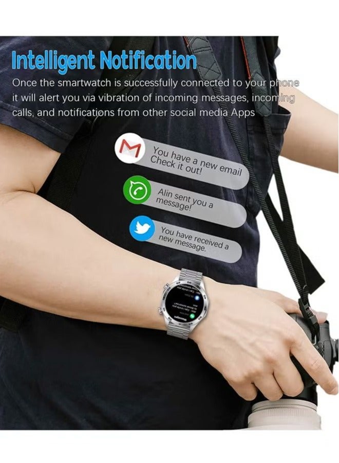 RollsTimi  Men's smart watch 1.52"HD sports fitness tracker with LED flashlight, IP67 waterproof smart watch with heart rate sleep monitor, silver  - Image 4