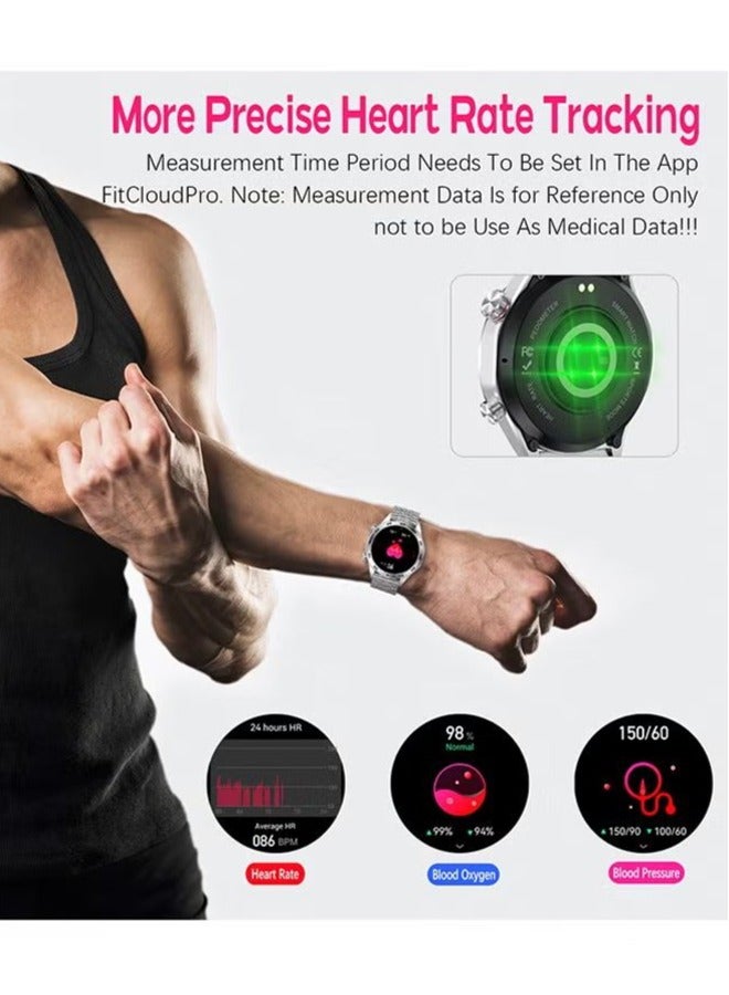 RollsTimi  Men's smart watch 1.52"HD sports fitness tracker with LED flashlight, IP67 waterproof smart watch with heart rate sleep monitor, silver  - Image 3