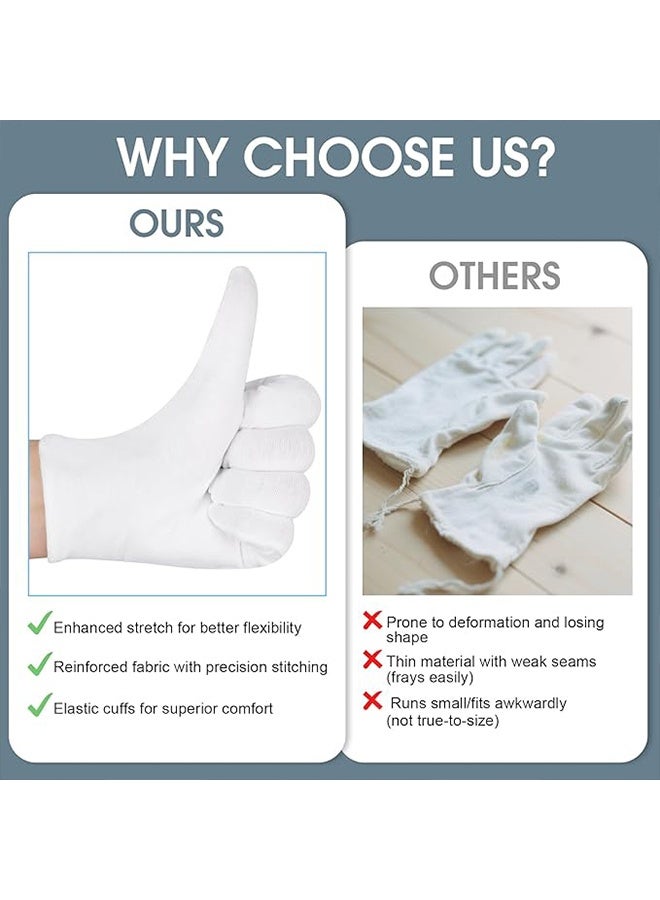 24 قطعة من القفازات القطنية البيضاء، للرجال والنساء، قفازات عمل قابلة للتمدد وجيدة التهوية، لفحص المجوهرات، والمنتجعات الصحية - Image 5