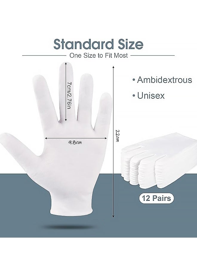 24 قطعة من القفازات القطنية البيضاء، للرجال والنساء، قفازات عمل قابلة للتمدد وجيدة التهوية، لفحص المجوهرات، والمنتجعات الصحية - Image 2