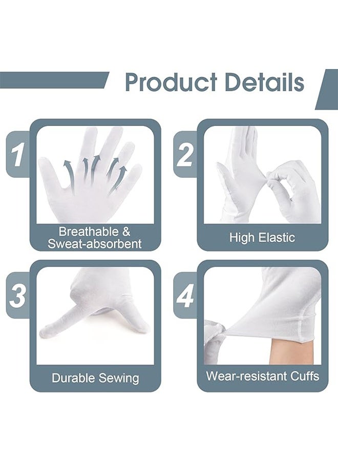 24 قطعة من القفازات القطنية البيضاء، للرجال والنساء، قفازات عمل قابلة للتمدد وجيدة التهوية، لفحص المجوهرات، والمنتجعات الصحية - Image 4
