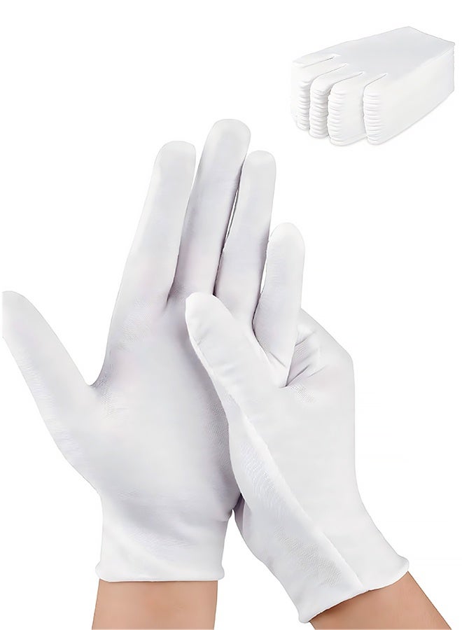 24 قطعة من القفازات القطنية البيضاء، للرجال والنساء، قفازات عمل قابلة للتمدد وجيدة التهوية، لفحص المجوهرات، والمنتجعات الصحية - Image 1