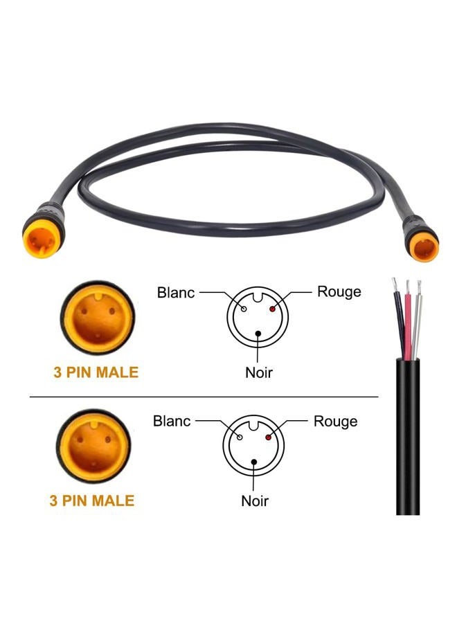 Onature Male to Male Ebike Extension Cable for Electric Bike Display and Gear Shif Sensor, Julet 2Pin / 3Pin / 5Pin Waterproof Connector to Expand Ebike Light and Twist Throttle (3 Pin Male to Male Yellow) - Image 4