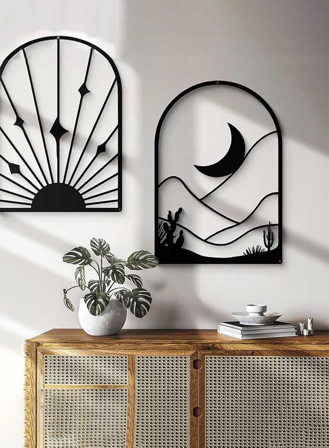 رَوَائِد فن جداري معدني تجريدي، ديكور أسود بسيط، ديكور جداري بخطوط أحادية، منحوتات معدنية ثلاثية الأبعاد بملمس بارز لغرفة المعيشة، غرفة النوم، الحمام وغرفة الدراسة. - Image 3