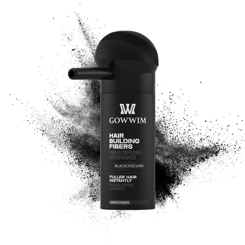 gowwim Hair Fibers with Spray Applicator Pump 2-in-1 Kit for Thinning Hair, Naturally Thickening Spray Fibers Waterproof Long-Lasting Grey Coverage Touch up for Bald Spot Cover up for Women & Men - Image 1