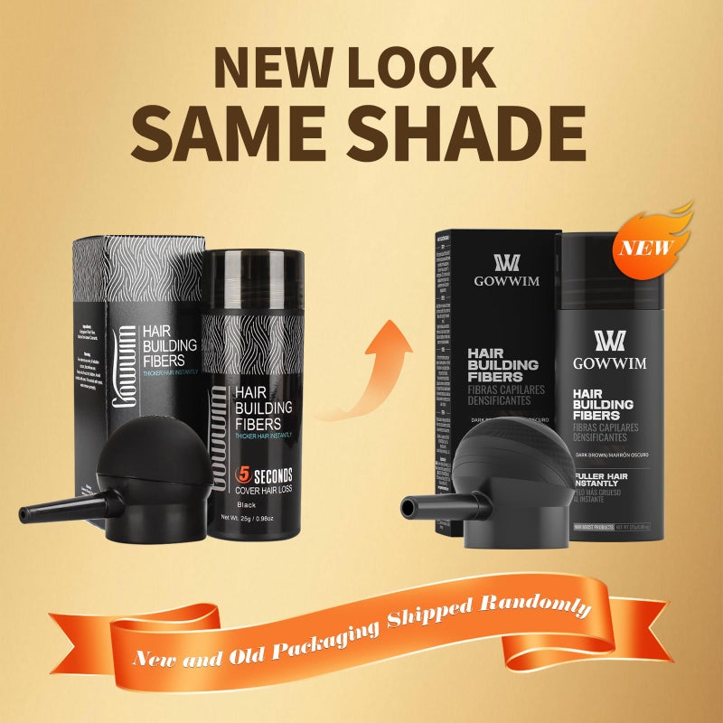 gowwim Hair Fibers with Spray Applicator Pump 2-in-1 Kit for Thinning Hair, Naturally Thickening Spray Fibers Waterproof Long-Lasting Grey Coverage Touch up for Bald Spot Cover up for Women & Men - Image 3