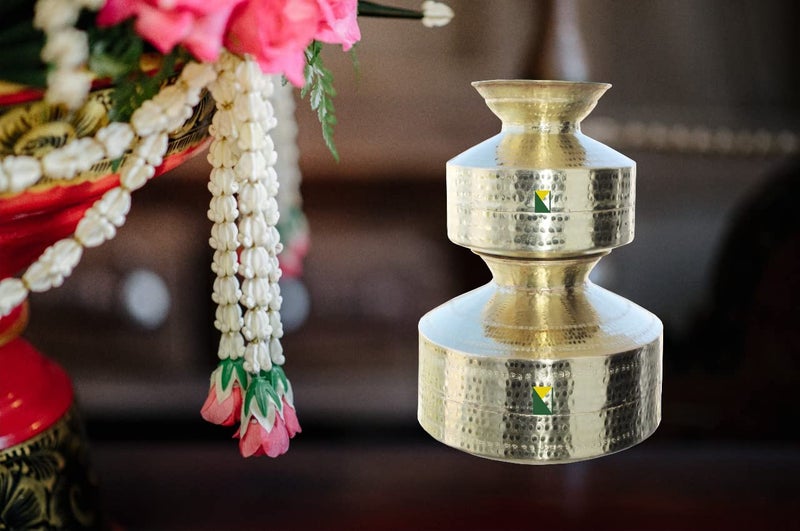 KITCHEN NEXT KITCHEN NEXT Handmade Hammered Pure Brass Water Pot BedaGadaWater DispenserContainerMatka Set 2 pcs 146liter  - Image 4