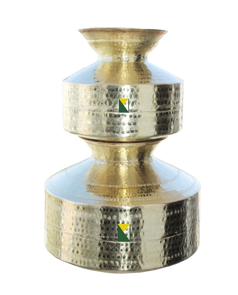 KITCHEN NEXT KITCHEN NEXT Handmade Hammered Pure Brass Water Pot BedaGadaWater DispenserContainerMatka Set 2 pcs 146liter  - Image 1