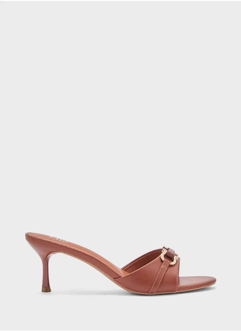 ELLA Horse Bit Trim Mule Heel Sandal