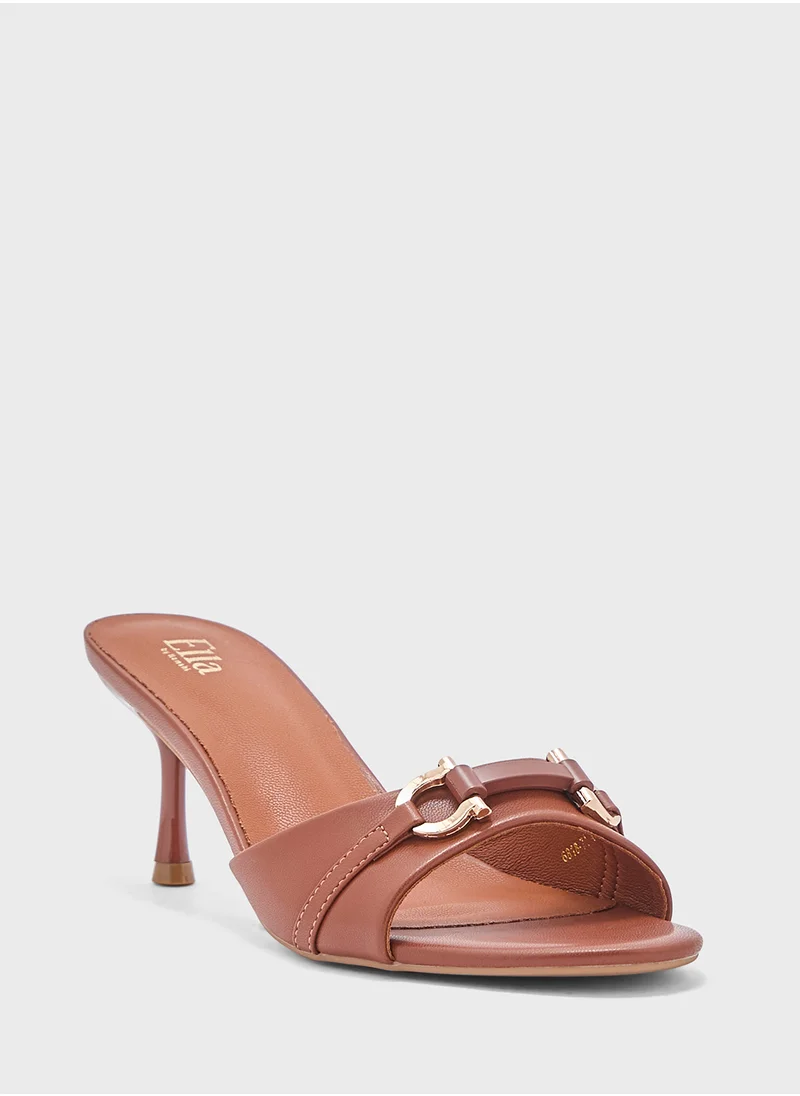 ELLA Horse Bit Trim Mule Heel Sandal
