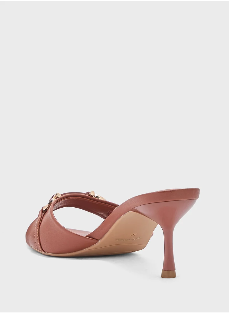 ELLA Horse Bit Trim Mule Heel Sandal