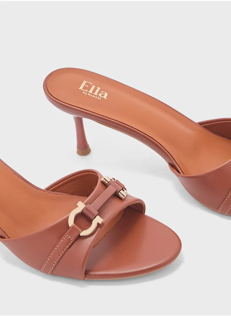 ELLA Horse Bit Trim Mule Heel Sandal