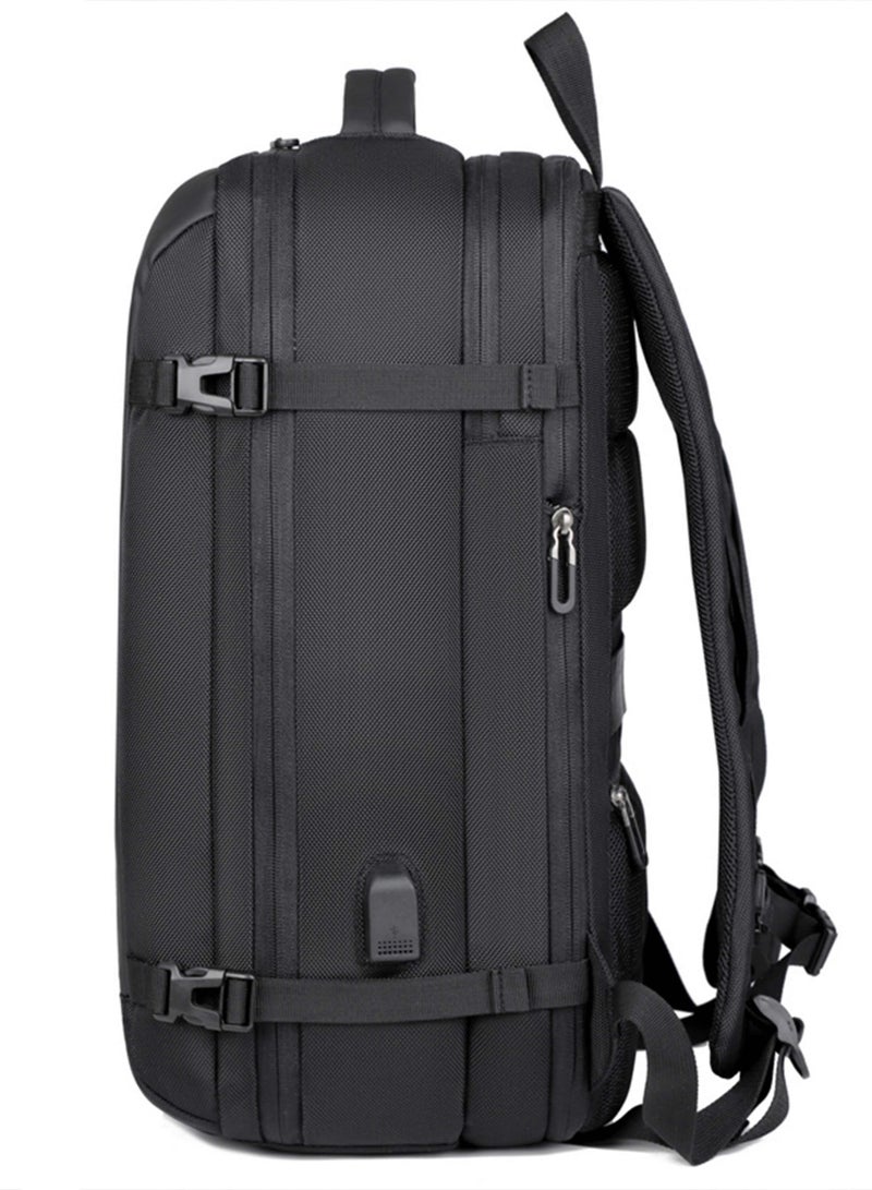 Hike Unisex Expandable Shoulder Backpack Water Resistant Daypack with Built in USB port and Separate Laptop Compartment for Travel/Business/College, HK5038-BLACK - Image 5