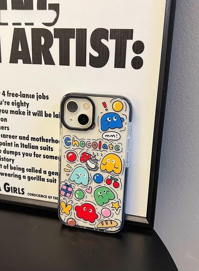 Compatible iPhone 15 Case, Retro Aesthetic Collage Vintage Chic Vibe Hippie Indie Groovy Stickers Graphic for Girls Women Soft Silica Gel Slim Shockproof Protective Case - Image 3