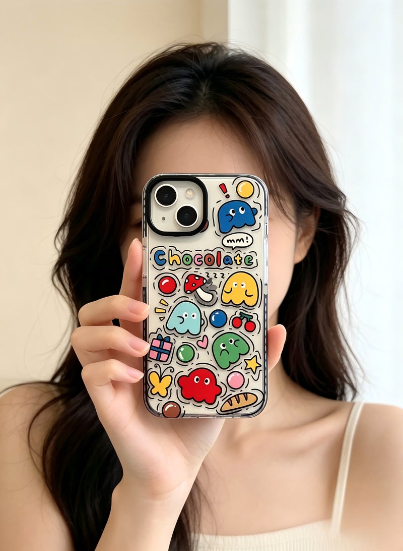 Compatible iPhone 15 Case, Retro Aesthetic Collage Vintage Chic Vibe Hippie Indie Groovy Stickers Graphic for Girls Women Soft Silica Gel Slim Shockproof Protective Case - Image 1