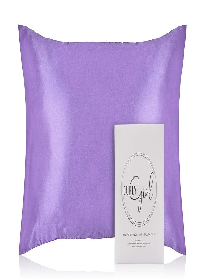 كيرلي جيرل غطاء وسادة من الساتان المصنوع من الألياف الدقيقة للشعر والبشرة، عبوة من قطعتين، طقم أغطية وسائد من قطعتين - أغطية وسائد من الساتان المبرد مع إغلاق ظرفي (لافندر، كوين) - Image 2