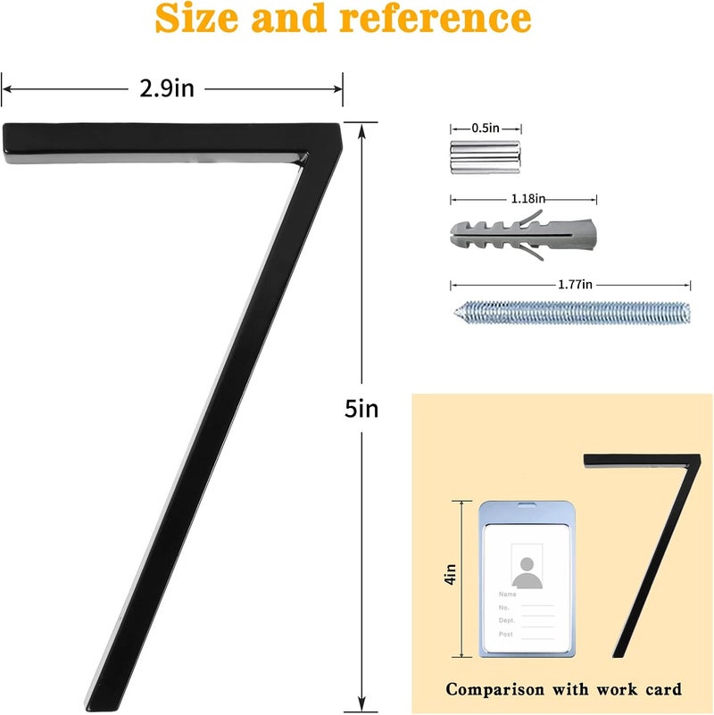 Mearar 5" Floating Stainless Steel Address House Number, Modern Metal Anti-Rust House Numbers with Nail Kits for Door Garden Mailbox Decor Visibility Signage (1) - Image 2
