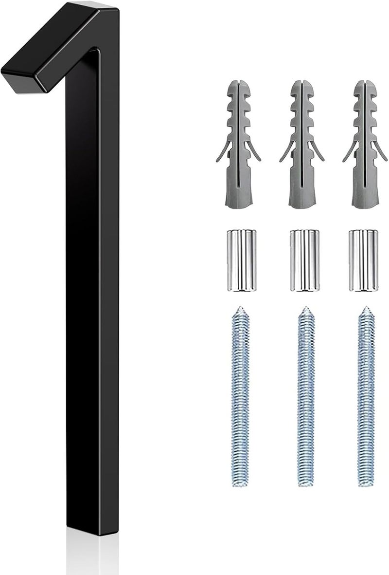 Mearar 5" Floating Stainless Steel Address House Number, Modern Metal Anti-Rust House Numbers with Nail Kits for Door Garden Mailbox Decor Visibility Signage (1) - Image 1