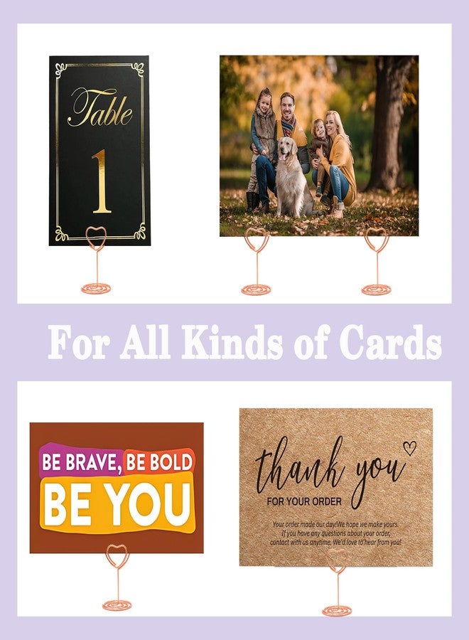 CUNGLIN Table Number Holders 20Pcs, Place Card Holder Heart Shape Playing Card Holders for Wedding Mini Photo Holder Small Size Table Picture Stands, Wire Photo Holder Menu Memo Clips, Idea for Wedding, - Image 2