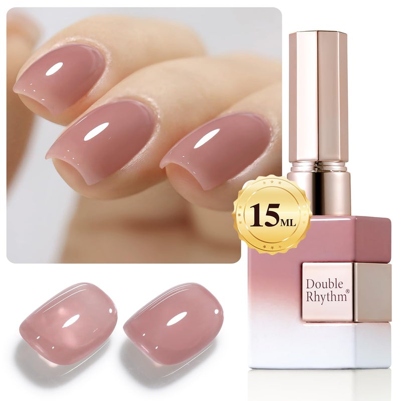 Double Rhythm 15 ML Gel Polish Pure Sheer Same Color Same Bottle Soak Off Gel Polish Nail Art Manicure Salon DIY at Home for Women (Pink Lilac-A1369) - Image 1