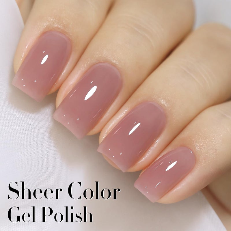 Double Rhythm 15 ML Gel Polish Pure Sheer Same Color Same Bottle Soak Off Gel Polish Nail Art Manicure Salon DIY at Home for Women (Pink Lilac-A1369) - Image 3